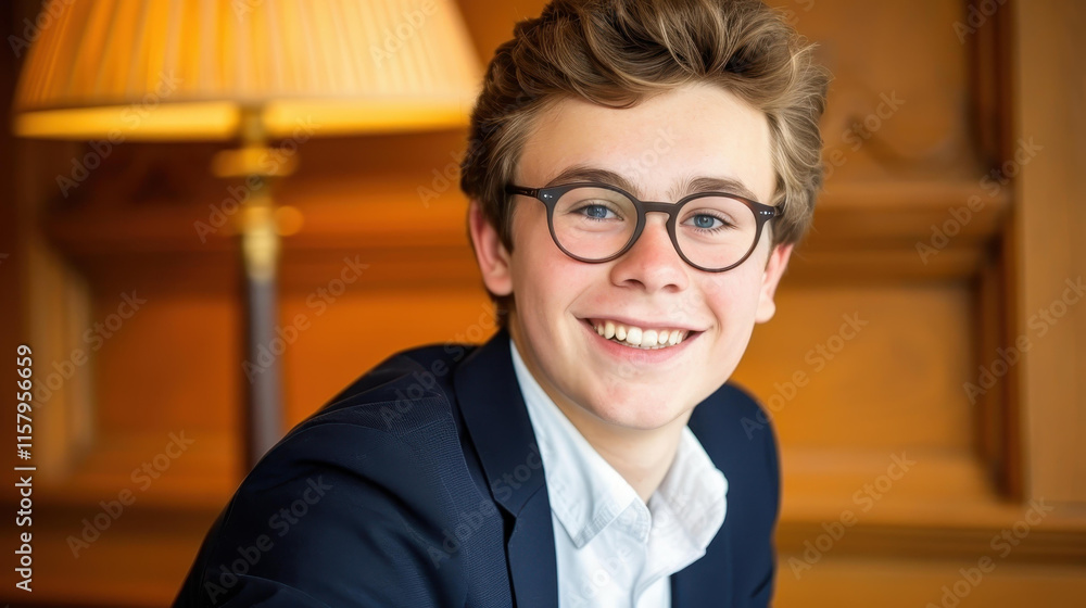 A young professional, dressed in a smart suit, smiles while working on his laptop in a cozy cafe setting. A young professional, dressed in a smart suit, smiles while working on his laptop in a cozy cafe setting.