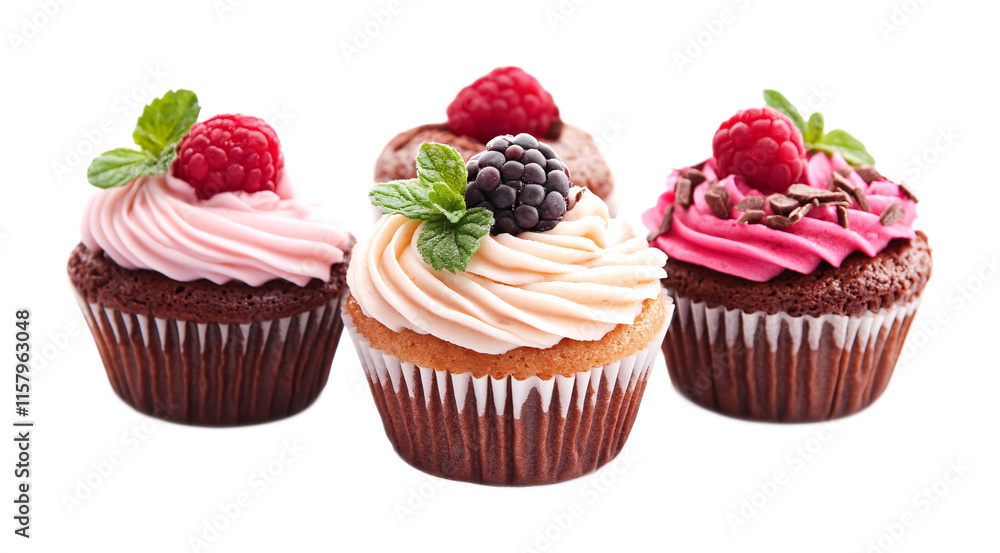 Freshly Baked Muffin Treat Isolated on White Background Freshly Baked Muffin Treat Isolated on White Background