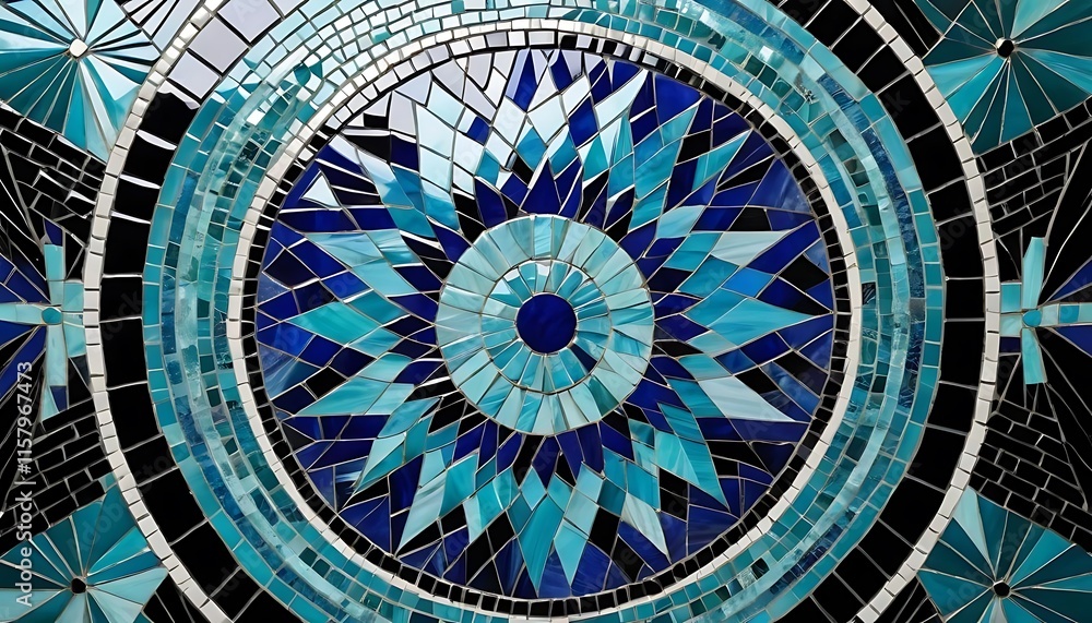 Abstract Blue and Black Mosaic Tile Art Design Abstract Blue and Black Mosaic Tile Art Design