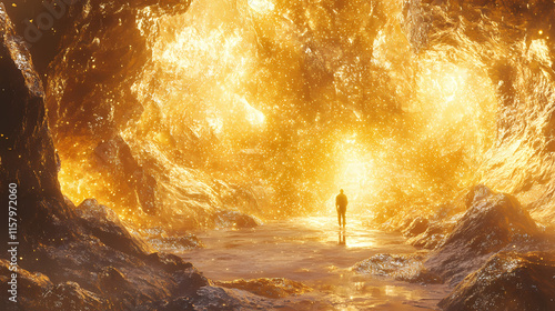 Signifies exploration, extraction, and processing of gold-bearing ores. Auriferous. Illustration