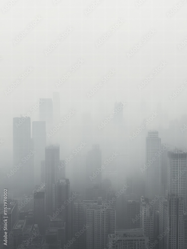 Dense smog blankets a sprawling city skyline during a hazy morning. Generative AI Dense smog blankets a sprawling city skyline during a hazy morning. Generative AI