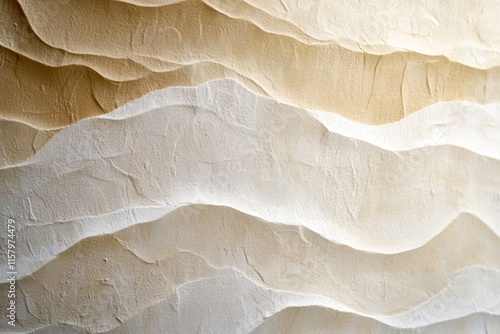 Wallpaper Mural Abstract textured wall with undulating beige and white layers, creating a calming and minimalist aesthetic. Torontodigital.ca
