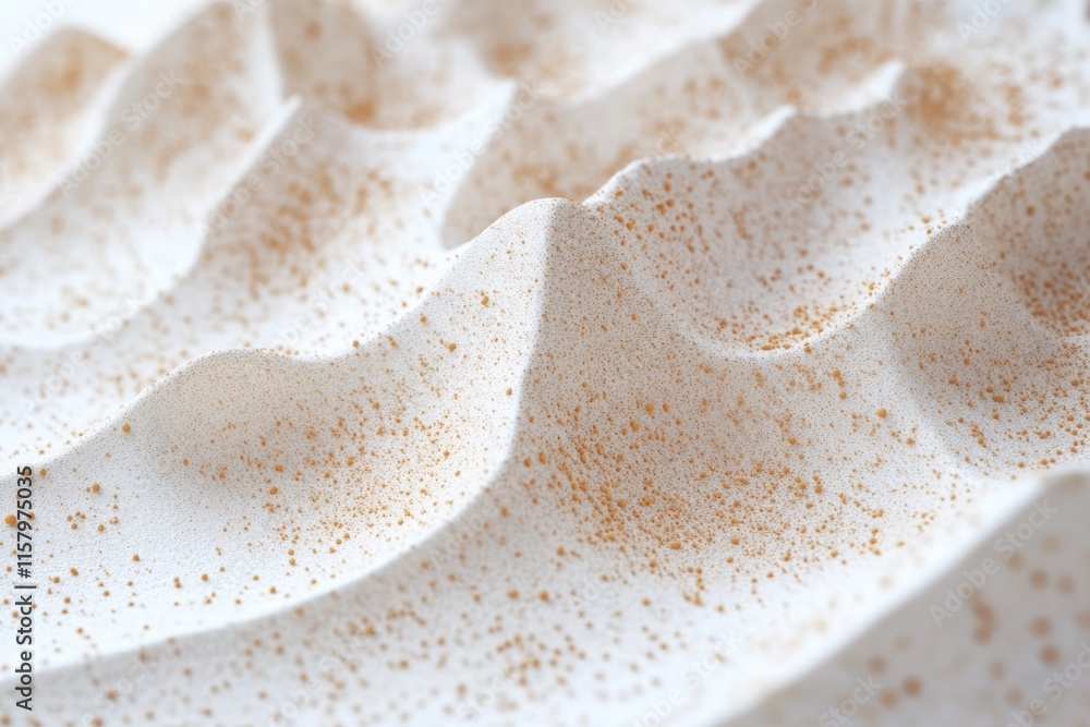 Textured white surface with scattered brown specks, resembling a desert landscape or meringue. Textured white surface with scattered brown specks, resembling a desert landscape or meringue.