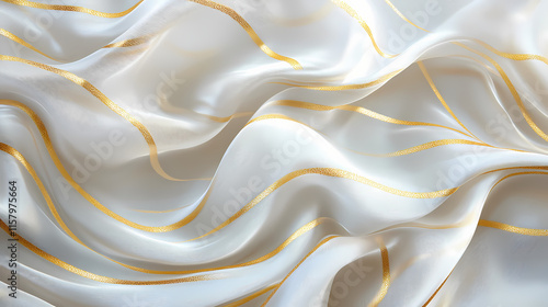 Golden lines create a flowing pattern on silk, giving an impression of luxury and elegance. Auriferous. Illustration