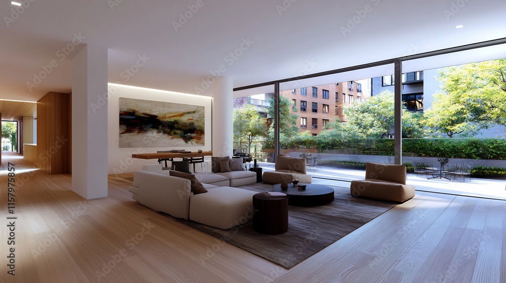 Fototapeta premium Modern Apartment with Breathtaking City Views