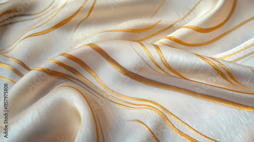 Golden lines form elegant curves on silk, creating a sense of smooth movement. Auriferous. Illustration