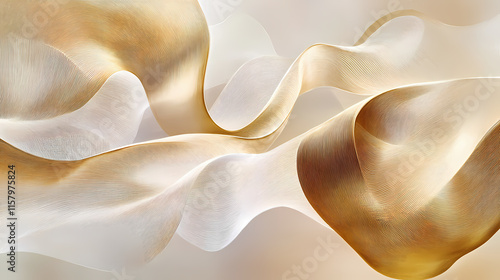 Golden lines form elegant curves on silk, creating a sense of smooth movement. Auriferous. Illustration