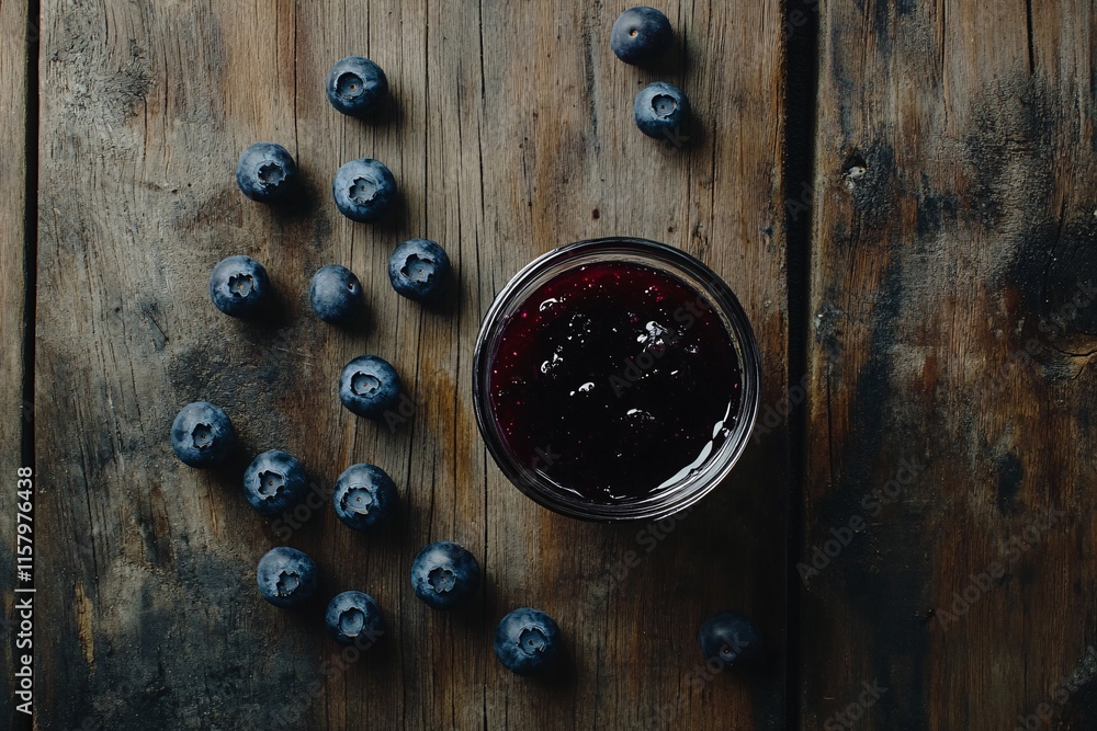 Fototapeta premium jam and fresh blueberries