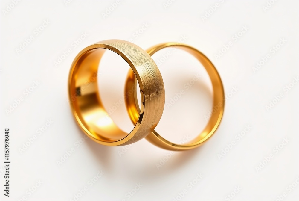 Elegant Gold Wedding Bands with Textured Finish on Soft White Background Elegant Gold Wedding Bands with Textured Finish on Soft White Background