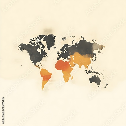 World Map Vintage Style Warm Tones Global View photo