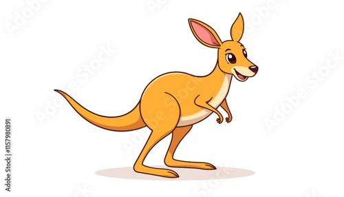 Kangaroo with baby illustration, cute and funny cartoon animal character, isolated on white background, smiling, wild wildlife, brown, and happy