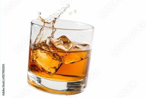 Wallpaper Mural A glass of whiskey with ice, capturing a splash effect. Torontodigital.ca