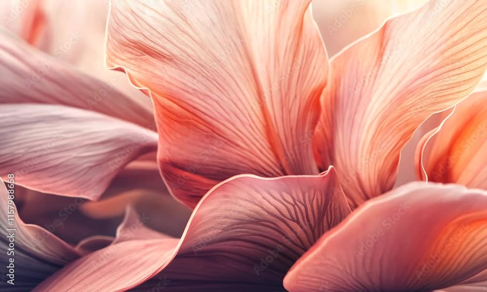 Close-up of soft, delicate flower petals in pastel hues. Close-up of soft, delicate flower petals in pastel hues.