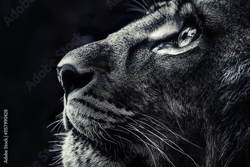 Majestic Lion Profile In Monochrome Photography