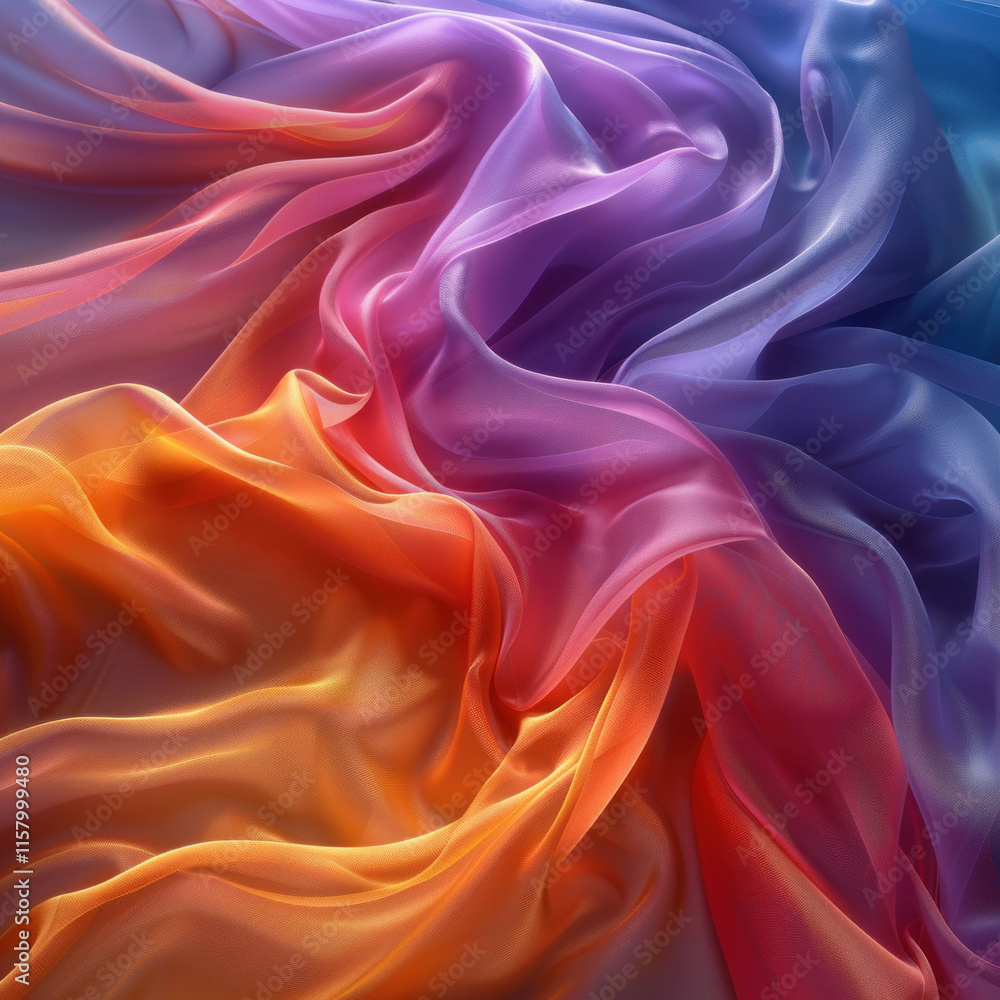 Obraz premium abstract background of blue and orange wavy silk or satin texture,. 