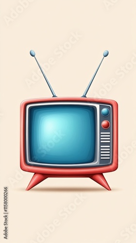 retro tv set illustration is isolated on light brown background photo