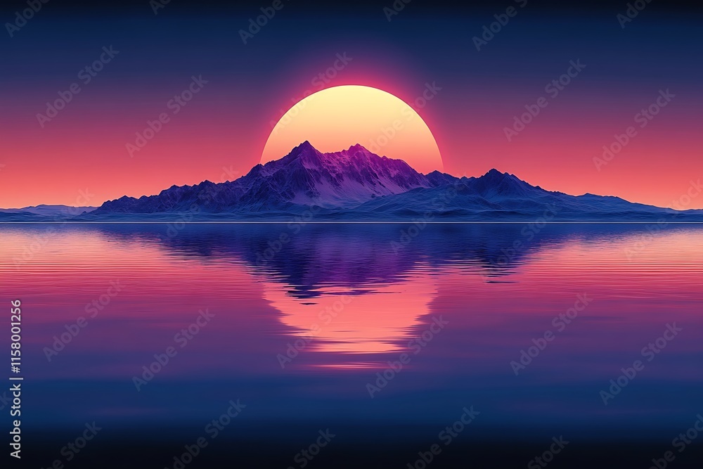 Serene Sunset Over Mountains Reflected In Still Water Serene Sunset Over Mountains Reflected In Still Water