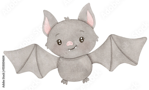 Cute halloween watercolor bat