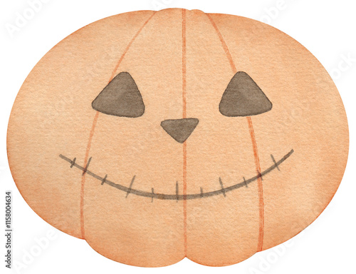 Watercolor spooky halloween pumpkin 