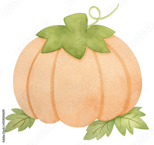 Cute halloween watercolor pumpkin