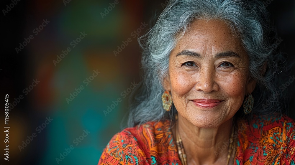 Soyful senior Asian woman smiling at the beach Soyful senior Asian woman smiling at the beach