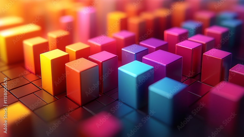 Stylized bar chart showing upward trend, vibrant colors, clean design, minimalist Stylized bar chart showing upward trend, vibrant colors, clean design, minimalist