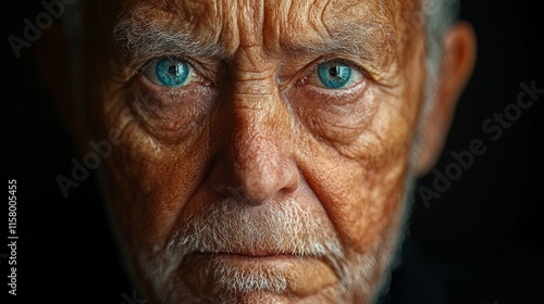 Stylized portrait of a senior person, emphasizing wrinkles and lines as symbols of experience and life photo