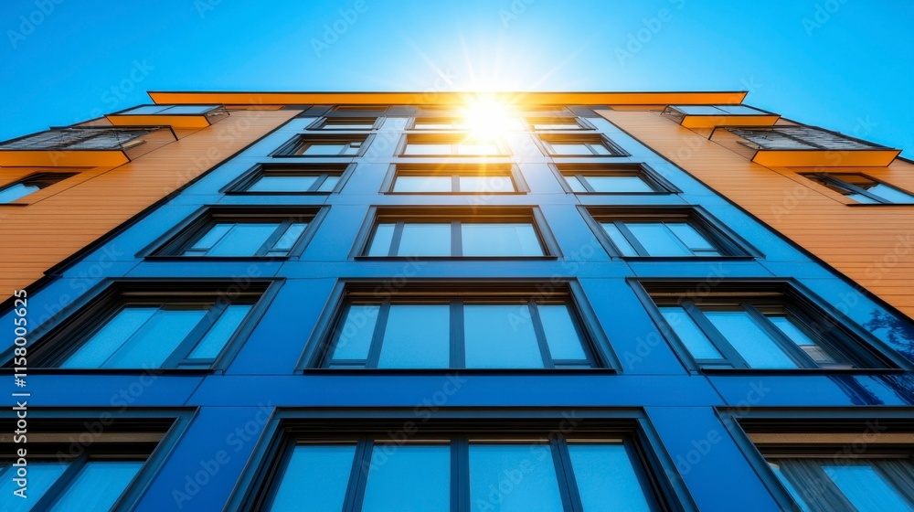 A striking blue glass tower with sleek, reflective windows, showcasing modern architectural trends and energy-efficient building design in an urban environment. A striking blue glass tower with sleek, reflective windows, showcasing modern architectural trends and energy-efficient building design in an urban environment.