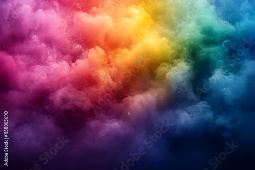 Rainbow Colored Smoke Clouds Abstract Art