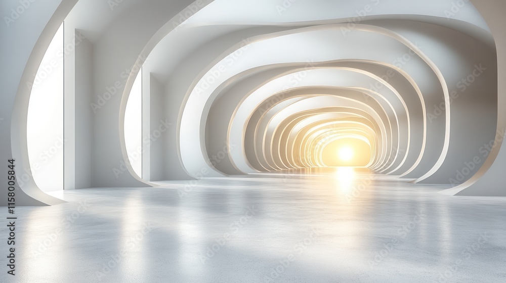 Fototapeta premium A modern, abstract interior space with smooth curves and bright light creating a serene atmosphere.