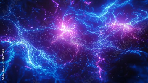 Abstract Cosmic Energy: A Symphony of Blue and Purple Nebulae