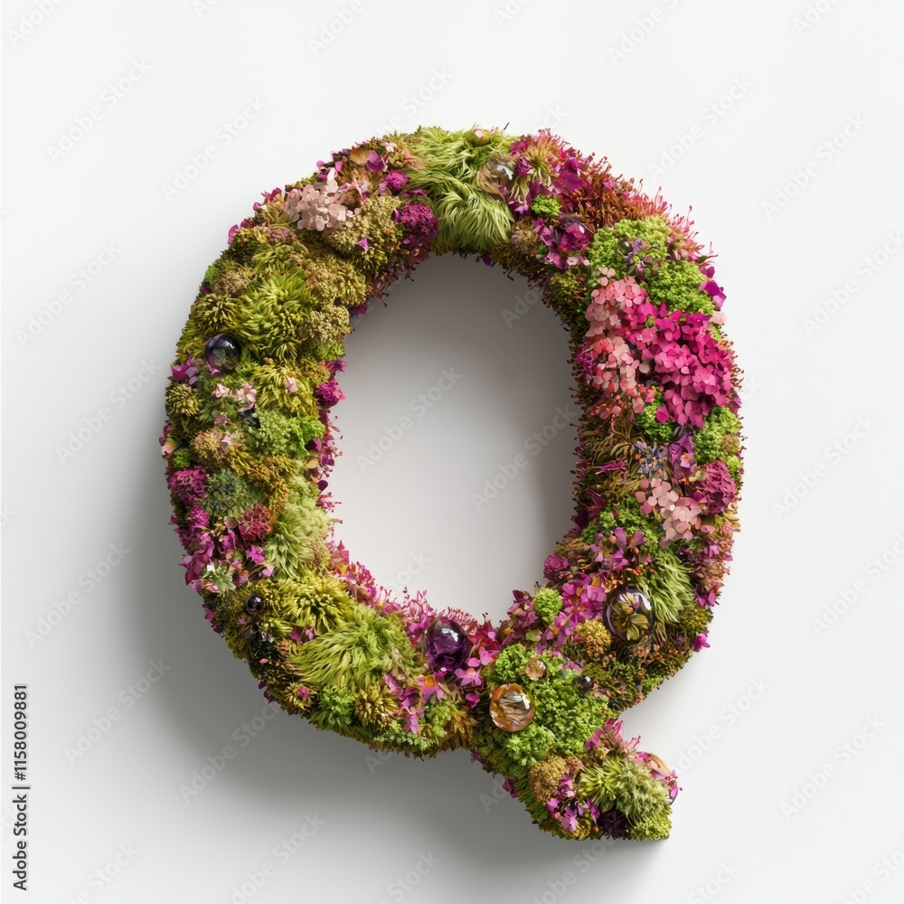 Organic 3D Letter Q with Natural Textures Organic 3D Letter Q with Natural Textures