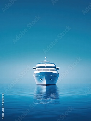 Luxury cruise ship gliding smoothly on a tranquil sea with ample space for text and creative designs. Generative AI photo