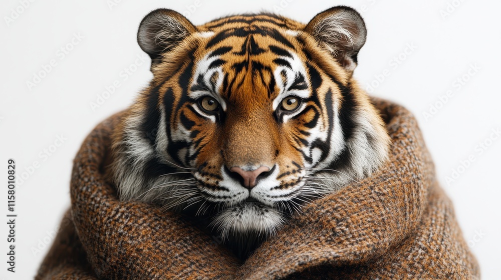 Obraz premium close up of tiger stock photo generated ai isolated on a white backgroun