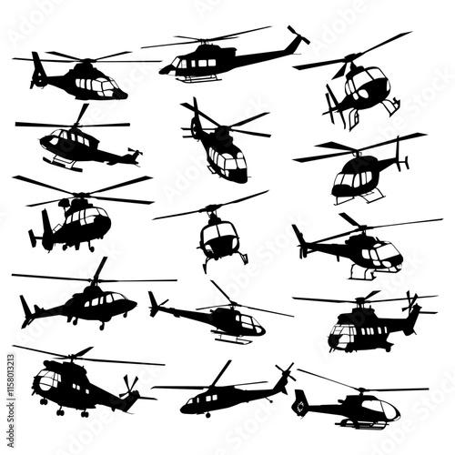 collection of helicopter silh...