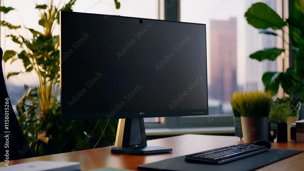 Modern Office Setup with Sleek Computer Monitor
