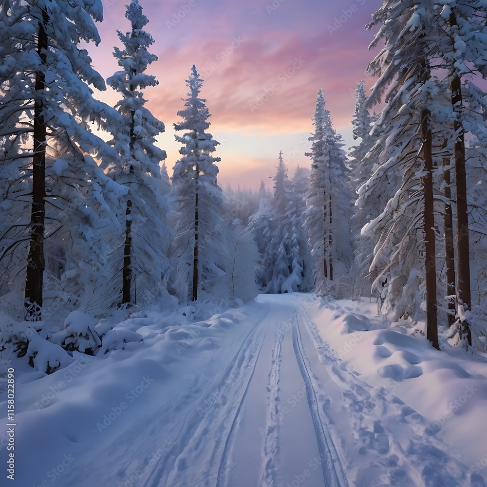Fototapeta premium winter landscape with snow covered trees