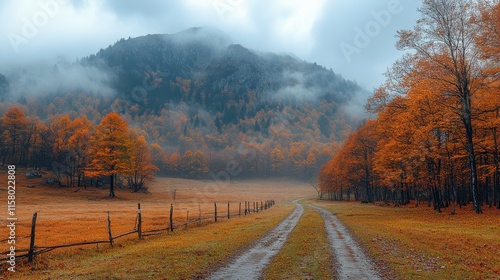 morning fog on the slopes of demerdzhi mountain photo