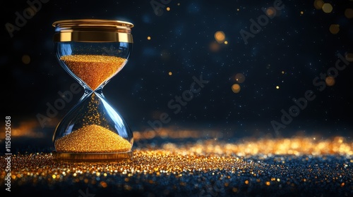 Golden Hourglass Sands Of Time Flowing Slowly photo