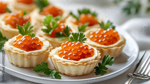 Delicious caviar tarts close-up culinary delight gourmet food presentation