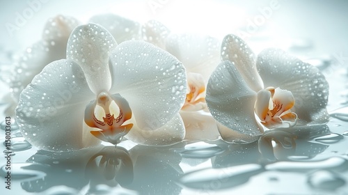 Fototapeta Naklejka Na Ścianę i Meble -  white orchid flower close up stock image isolated on a white background white orchid