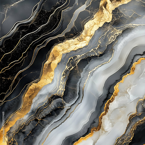 Abstract Gold and Black Marble Texture Background Illustration