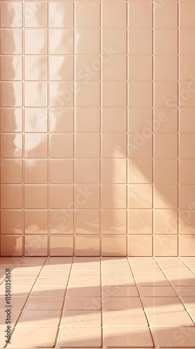 Wallpaper Mural Peach-Colored Tile Wall and Floor with Sunlight Torontodigital.ca
