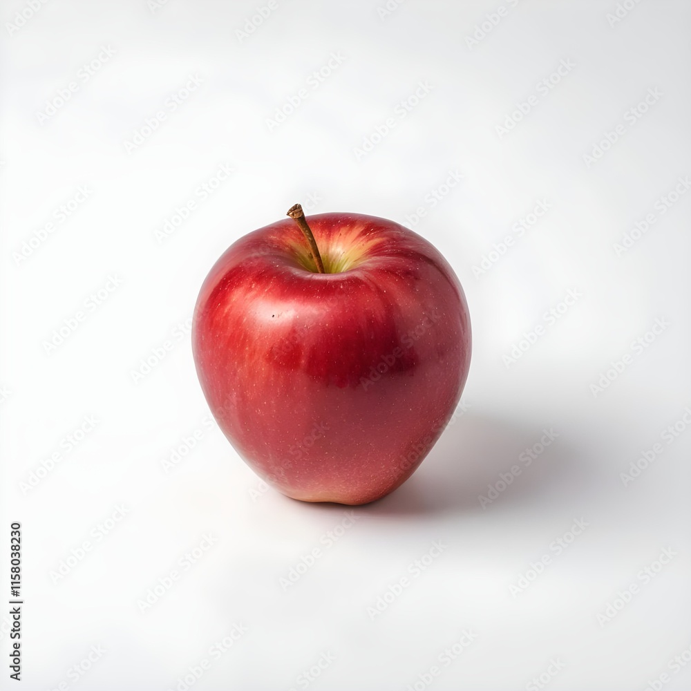 Perfectly Ripe Red Apple with a Single Leaf on a White Background - Fresh and Healthy Fruit Photography Perfectly Ripe Red Apple with a Single Leaf on a White Background - Fresh and Healthy Fruit Photography