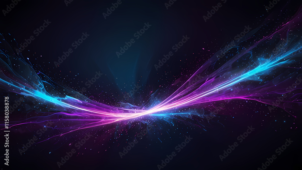 A vibrant abstract background featuring swirling plasma beams of neon blue and electric purple, intertwined with glowing particle effects A vibrant abstract background featuring swirling plasma beams of neon blue and electric purple, intertwined with glowing particle effects