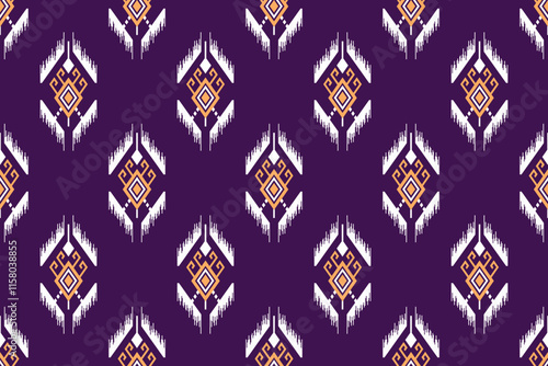 Geometric ethnic oriental seamless pattern traditional Design for background,carpet,wallpaper.clothing,wrapping,Batik fabric,Vector illustration.embroidery style - Sadu, sadou, sadow or sado