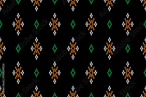 Geometric ethnic oriental seamless pattern traditional Design for background,carpet,wallpaper.clothing,wrapping,Batik fabric,Vector illustration.embroidery style - Sadu, sadou, sadow or sado