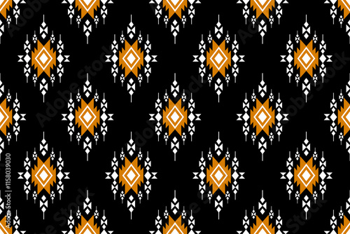 Geometric ethnic oriental seamless pattern traditional Design for background,carpet,wallpaper.clothing,wrapping,Batik fabric,Vector illustration.embroidery style - Sadu, sadou, sadow or sado