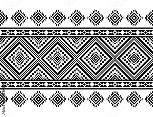 Geometric ethnic oriental seamless pattern traditional Design for background,carpet,wallpaper.clothing,wrapping,Batik fabric,Vector illustration.embroidery style - Sadu, sadou, sadow or sado
