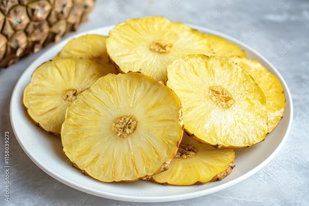 Breadfruit chips are thinly sliced fried until crispy and served on a white plate Breadfruit chips are thinly sliced fried until crispy and served on a white plate